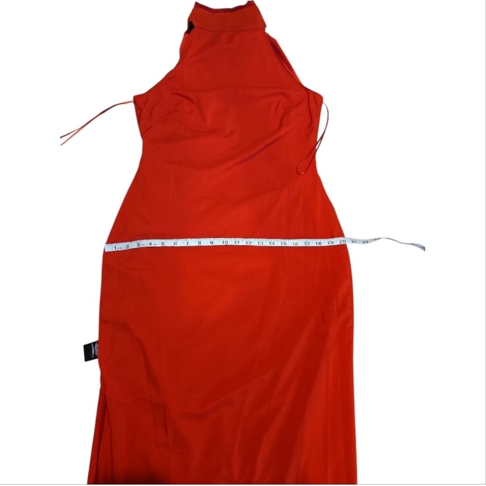 NWT Badgley Mischka Red Satin Midi Dress sz 10 - Picture 7 of 8